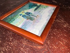 Watercolor By BEVERLY, A Couple Walking, Framed 9 1/2×7 1/2”