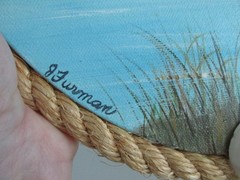 J Furman Art – Rope Framed Signed Canvas 15″ x 12″ White Egret