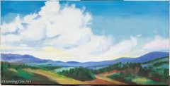 Beautiful Panoramic Oil Painting Mountain Landscape 26 x 52″ Lovely & Fine!