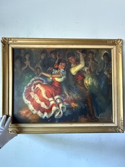 SASSOON ANTIQUE SPANISH DANCE OIL PAINTING VINTAGE FLAMENCO DANCER SPAIN 1960