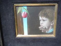 PAIR (2) CARLO WAHLBECK OIL PAINTINGS SURREAL SYMBOLIST BOY AND WOMAN PORTRAITS