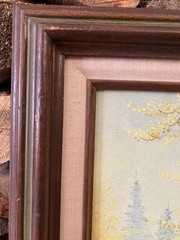 vintage oil landscape painting on canvas art fall aspens Colorado Rockies framed