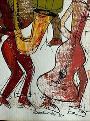 “Alien Jazz Band”- Original Unframed Acrylic Art 12”x 17” Signed Shankweiler ‘87