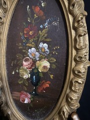 Vintage Made in Italy Small Oil Floral Still Life Signed