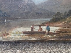 OLD NY ESTATE Oil Painting ROMANTICISM ARTIST Boating Party HUDSON RIVER SCHOOL