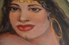 Vintage Gypsy Art Painting on Board Original Signed MCM Art by Nia Dondo