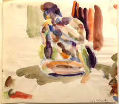 A Young Man Sitting 7 3/4″ x 8 3/4″ Watercolor -Israel Louis Winarsky-1959