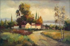 Quality Hand Painted Oil Painting, Impression Tuscany Italy Landscape, 24x36in