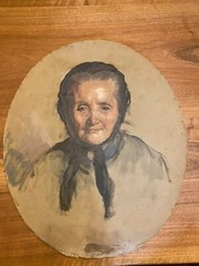 Portrait Of Old & Anonymous & Oil On Paper Fixed On Cardboard & Painting