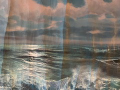 Maritime Ocean Waves Signed illegible Large Oil on Canvas 20th Cent unframed