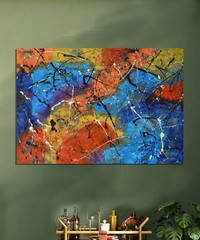 64”X44” Jackson Pollock style canvas ￼painting Acrylic,Abstract, Modern,Large
