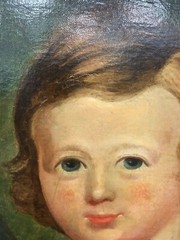 Antique Large 19th C Portrait Painting of a Young Girl, c 1830-Price Drop!