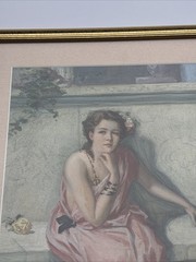 ANTQUE PAINTING PRETTY WOMAN FEMALE MODEL MASTERFUL ART DECO NOUVEAU 1910’S RARE