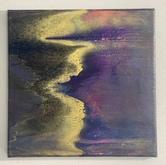 Original Abstract Acrylic Fluid Art Painting 12″x12″ Signed Canvas Modern ART