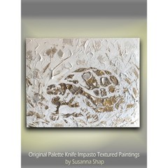 Turtle ORIGINAL Animal Art Abstract Textured painting, Canvas wall art 16”x20”