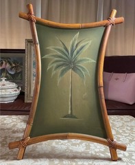 Bamboo Tiki Wall Art Palm Tree Tropical Coastal Decor Hanging 27.5 in x 19.75 in