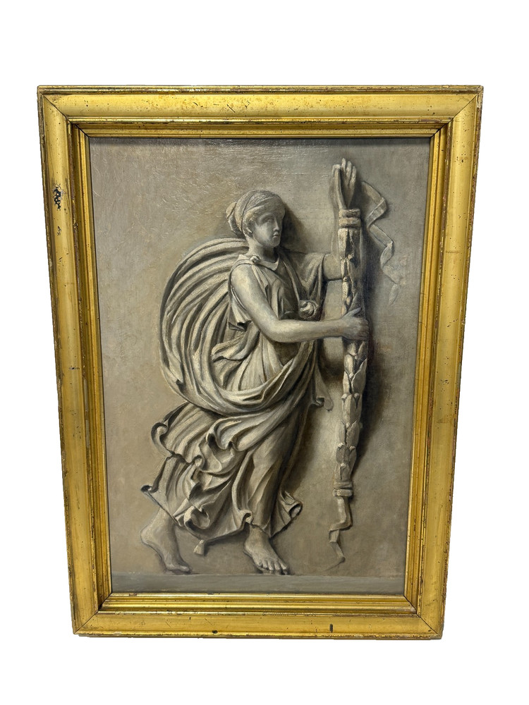 19th Century, Grand Tour Grisaille Allegory Of Victory With Roman Standard