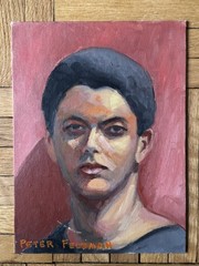 Vintage Portrait Acrylic Board Portrait Black Man 9 x 12 Peter Feldman