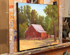 Jeff Love Art Original Oil Painting 11X14″ Barn Farm Cow Impressionism Landscape