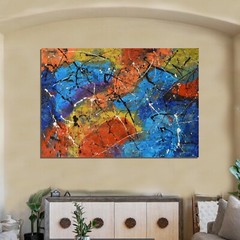 64”X44” Jackson Pollock style canvas ￼painting Acrylic,Abstract, Modern,Large