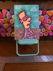 Original Painting Mini Golf Bart Bong Aceo Art Card Fun Games Golfing Markers MG