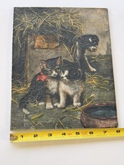 Resin Tile Of Cat Painting Titled “curiosity” 8X10