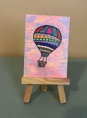 ACEO Original Mixed Media painting 2.5 x 3.5. ~ High in the Sky