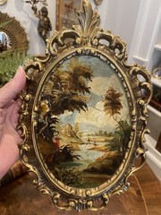 Vtg Ornate Hand Painted Oil by V. Guidotti Italian Florentine Landscape I