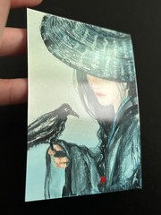 ACEO PRINT of Acrylic Painting Crow Maiden Original Art – Chelle