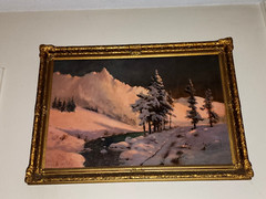 Russian Artist Ivan Nicoletzky Snowy Painting Red Sunset Mountains in the Snow
