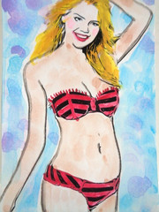 ACEO Women In Art – MODEL KATE UPTON Painting ART