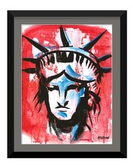 Atherton 9×12 Lady Liberty Original Painting Statue of Liberty Pop Art Americana