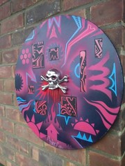 Abstract Skull Painting With Wild Designs – 20 Inches Round- Original