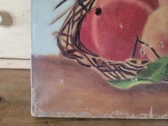 BEAUTIFUL~ Signed 1909 Peaches Fruit Still Life Oil Painting ON CANVAS