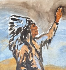 Native American Warrior Painting 11×14 Original Canvas Western Figurative Art