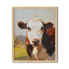 Hand-painted oil painting art animal Impressionism Cow on canvas 16″X20″