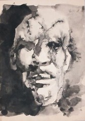 Original 7 x 10 Movie Monster Ink Wash Painting by Gary Wray from 1968