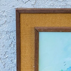 Mid Century Double Framed Asian Village Rustic Scene Oil Painting, CE0781