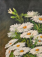 Vintage 1970’s Oil Painting Still Life Yellow Flowers Vase Framed Signed READ
