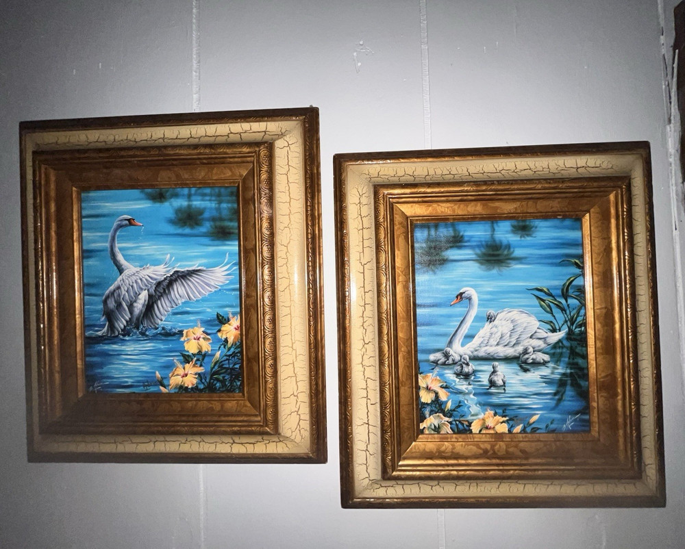 Bill Adair’s Wildhaven Art Gallery Framed Swan Set Realism Nature