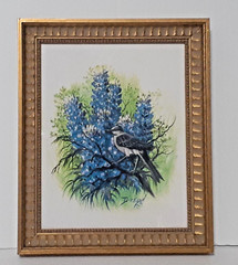 Bluebonnet Artist Bonnie Dickson Framed Print Bluebonnet & Blue Bird – 12″ x 16″