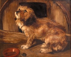 Large 19th Century English Portrait of A Brown Terrier Dog – Sir Edwin Landseer