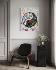Original Abstract Canvas Painting “Do No Harm / Take No Sh*t” Yin Yang 16×20