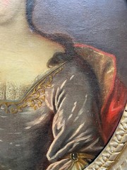 18th FRENCH REALISM – PORTRAIT OF WOMAN – GILT FRAME OIL PAINTING