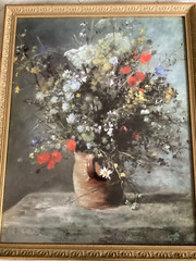 Vtg Renoir?Painting Bouquet Of Flowers In Vase Ornate Frame Large32”X26”