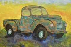 Truck Old Original Giant Canvas Painting 84”X62” (7 Foot) Abstract Modern XL