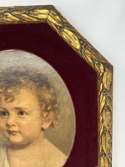 Antique Oil Painting Of Boy 1918 Montreal Canada Frame 21” By 18”