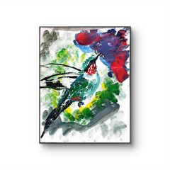 Hummingbird Unique Abstract Expressionism Wall Art Gallery Paper 11×14