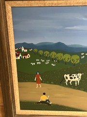 Incredible Folk Art Farm Ubiraci Pinto Oil Painting 1969 MCM Framed Brazilian