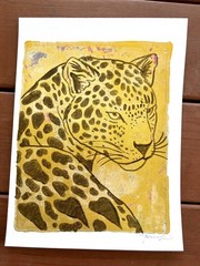 Original Gold Leopard Painting By Alannah Dyer- Acrylic 9×12 in Beautiful Trendy